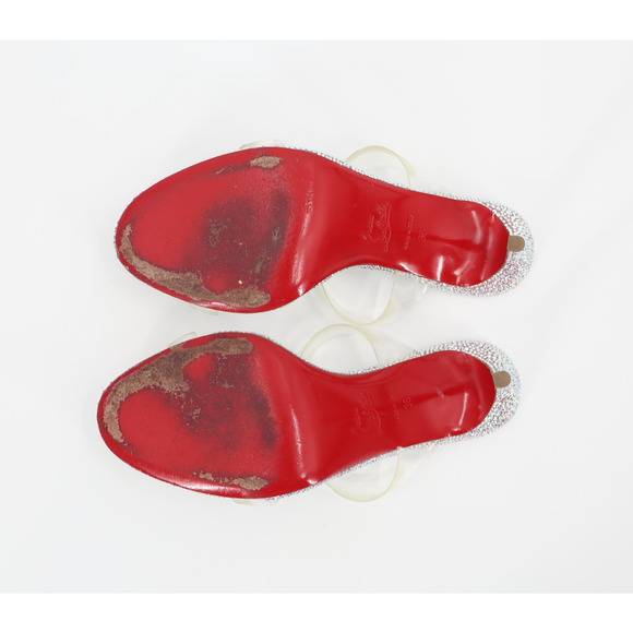 Christian Louboutin Just Strass 85 Crystal Embellished PVC Iridescent Heel Sz 36 - Picture 7 of 9